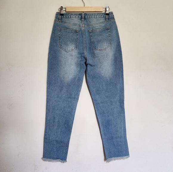 Princess Polly Mabel Skinny Highwaisted Mid Wash Raw Hem Jeans size 4 - Picture 3 of 4